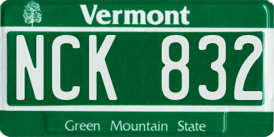 VT license plate NCK832