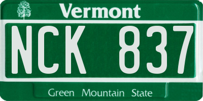 VT license plate NCK837