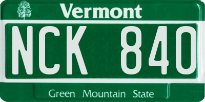 VT license plate NCK840