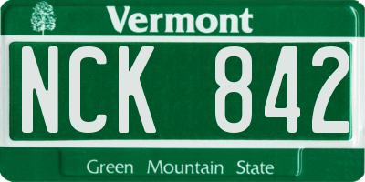 VT license plate NCK842