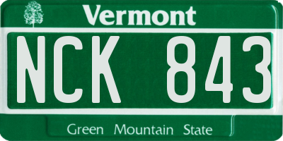 VT license plate NCK843