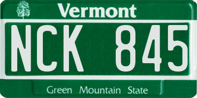 VT license plate NCK845
