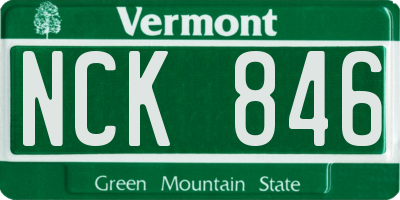 VT license plate NCK846