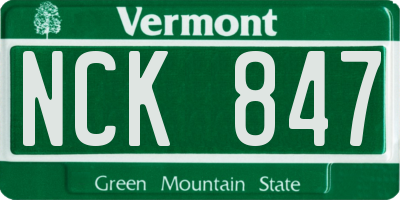 VT license plate NCK847