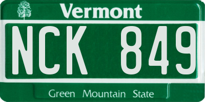 VT license plate NCK849