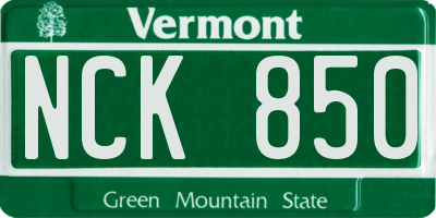 VT license plate NCK850
