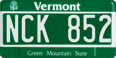 VT license plate NCK852