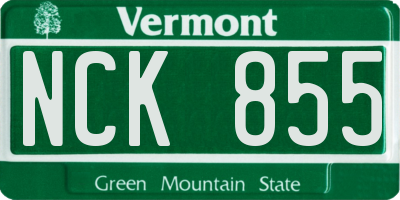 VT license plate NCK855