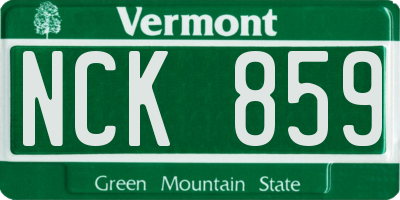 VT license plate NCK859