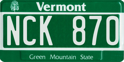 VT license plate NCK870