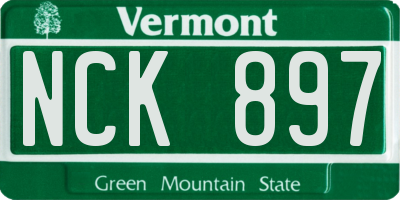 VT license plate NCK897