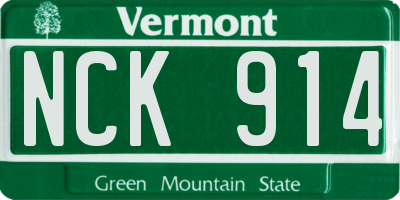 VT license plate NCK914