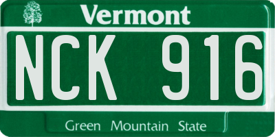 VT license plate NCK916