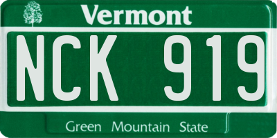 VT license plate NCK919