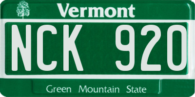 VT license plate NCK920