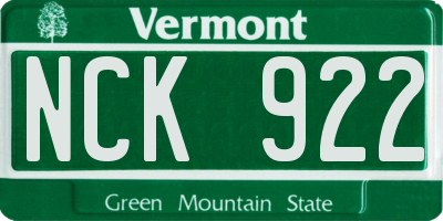 VT license plate NCK922