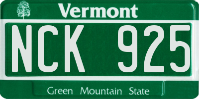 VT license plate NCK925
