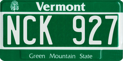 VT license plate NCK927
