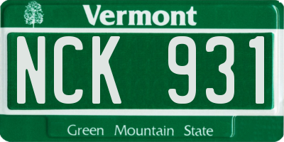 VT license plate NCK931