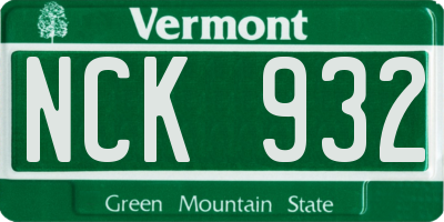 VT license plate NCK932