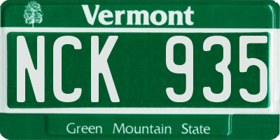 VT license plate NCK935