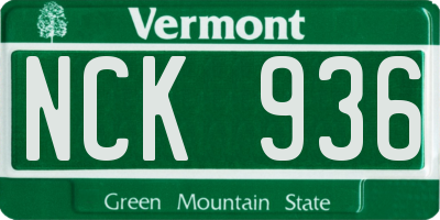 VT license plate NCK936