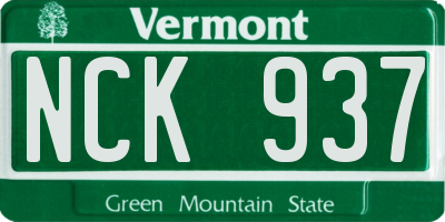 VT license plate NCK937