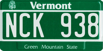 VT license plate NCK938