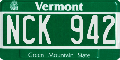 VT license plate NCK942