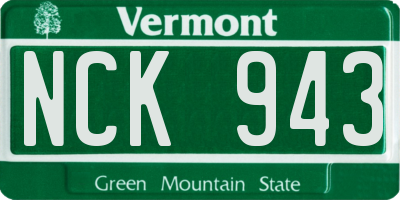 VT license plate NCK943