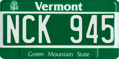 VT license plate NCK945