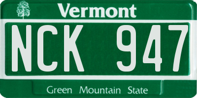 VT license plate NCK947
