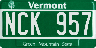 VT license plate NCK957