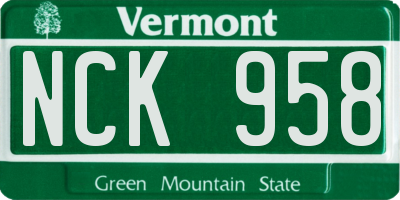 VT license plate NCK958