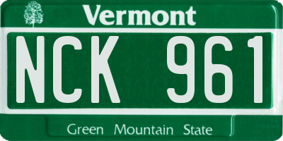 VT license plate NCK961