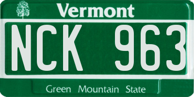 VT license plate NCK963