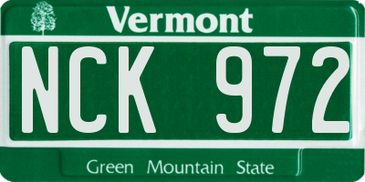 VT license plate NCK972