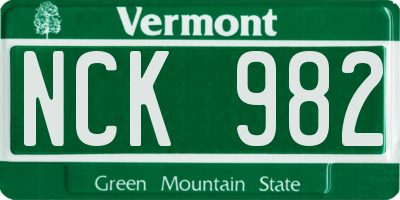 VT license plate NCK982