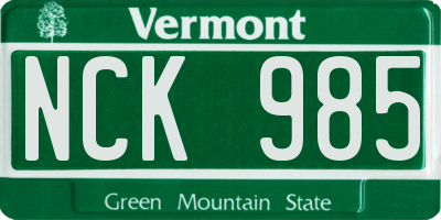 VT license plate NCK985