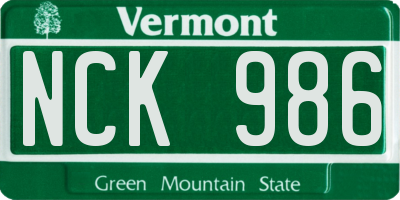 VT license plate NCK986