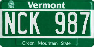 VT license plate NCK987