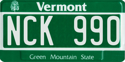 VT license plate NCK990