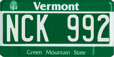 VT license plate NCK992