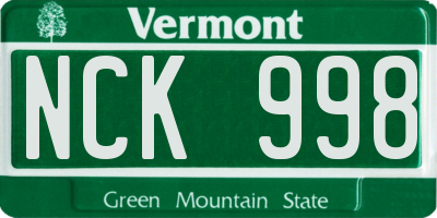 VT license plate NCK998