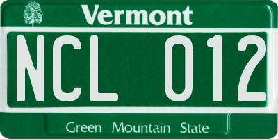 VT license plate NCL012