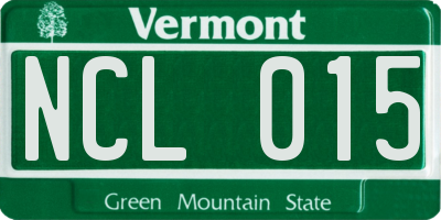 VT license plate NCL015