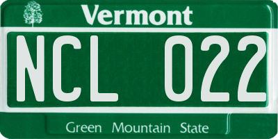 VT license plate NCL022