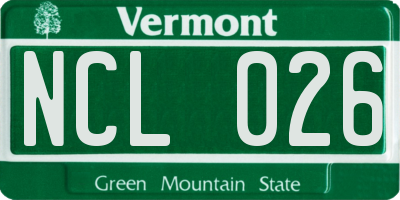 VT license plate NCL026