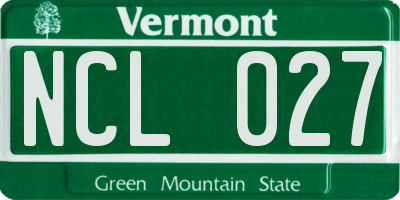 VT license plate NCL027