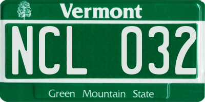 VT license plate NCL032